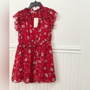 Zara Basic Red Ruffled Floral Mini Dress | Beach, Parties, & More | New w/ Tags